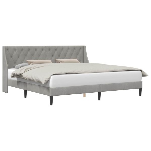 Рамка за легло с таблото Светлосиво 200 x 200 cm Кадифе