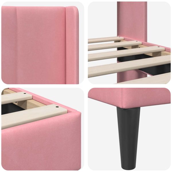 Рамка за легло с таблото Розово 180 x 200 cm Кадифе