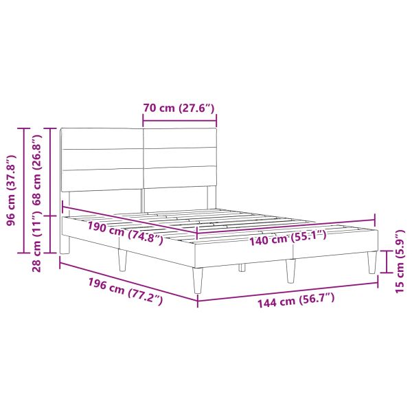 Рамка за легло с таблото Таупе 140 x 190 cm текстил