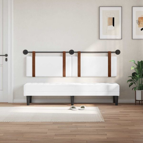 Висяща табла Монтиране на стена Бял 190 x 55 x 5 см Антично PU