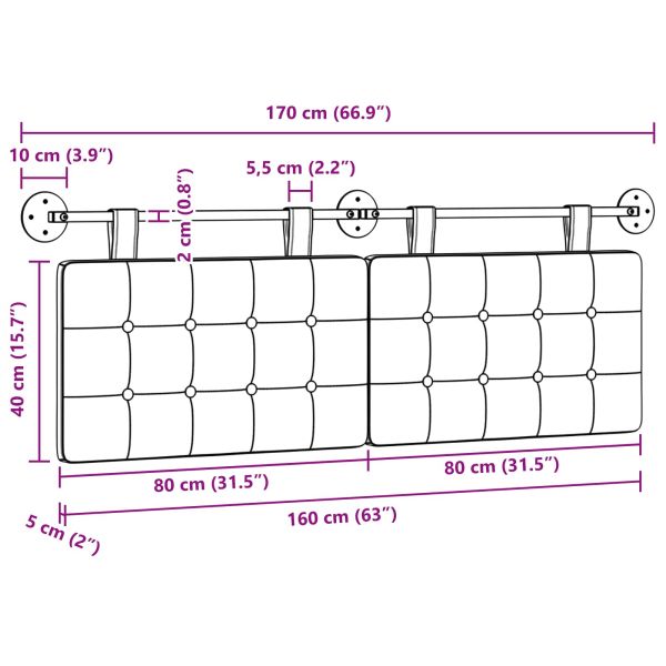 Висяща табла Тъмен кафяв 170 x 55 x 5 см текстил