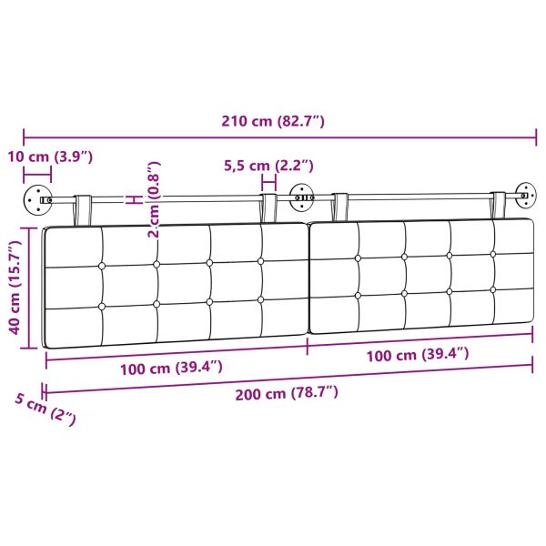 Висяща табла Тъмен сив 210 x 55 x 5 см текстил