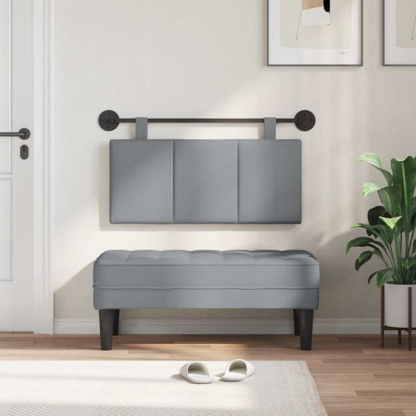 Висяща табла На райета Светлосиво 100 x 55 x 5 см текстил