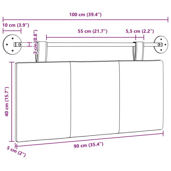 Висяща табла На райета Тъмен кафяв 100 x 55 x 5 см текстил