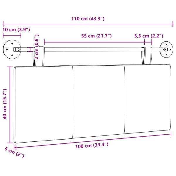 Висяща табла На райета Виненочервен 110 x 55 x 5 см текстил