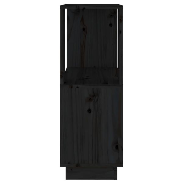 Библиотека/разделител за стая, черна, 51x25x70 см, бор масив