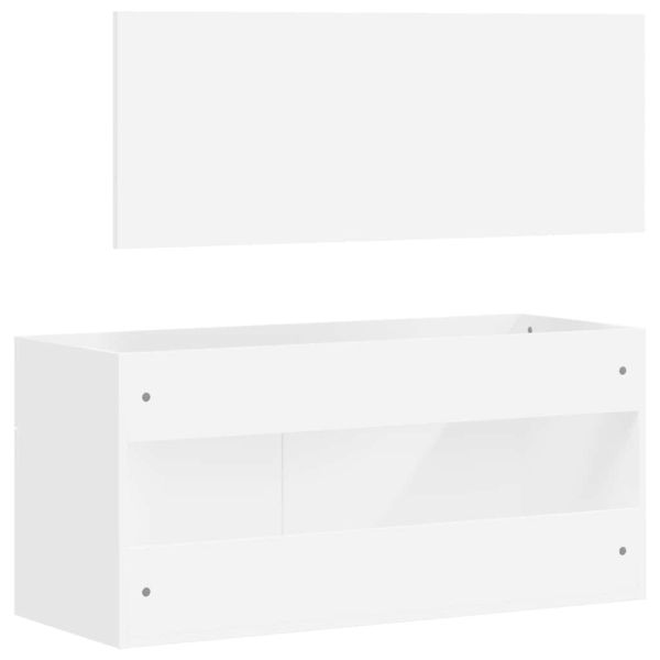 Шкаф за баня с огледало, бял, инженерно дърво