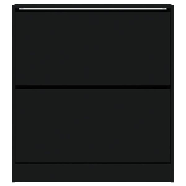 Шкаф за обувки, черен, 80x21x87,5 см, инженерно дърво