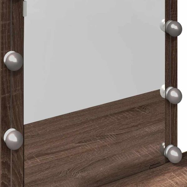 Тоалетка с LED, кафяв дъб, 100x40x130 см