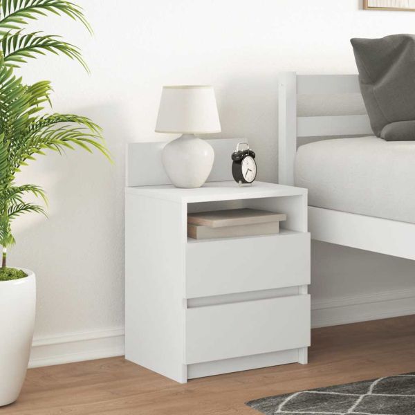 Нощно шкафче с 2 чекмеджета, бяло 40x33x60 cm