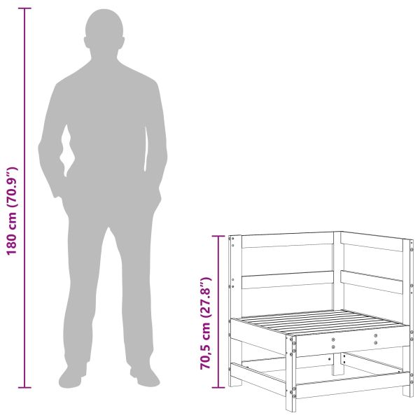 Градинен ъглов диван Масивна боровина Восъчен Кафяв