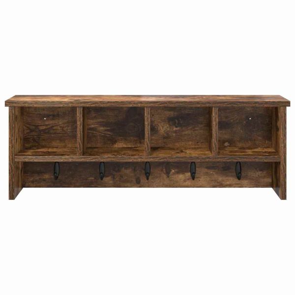 Стенен закачалка за палта с рафт Опушен дъб 75 x 16 x 26 см