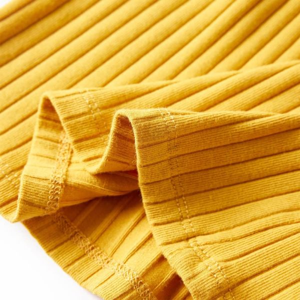 Детска тениска с дълъг ръкав, рипсено трико, тъмна охра, 140