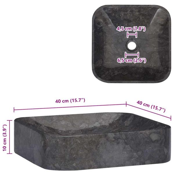 Черна мивка, 40x40x10 см, мрамор