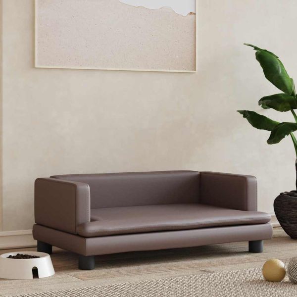 Кучешко легло, кафяво, 80x45x30 см, изкуствена кожа