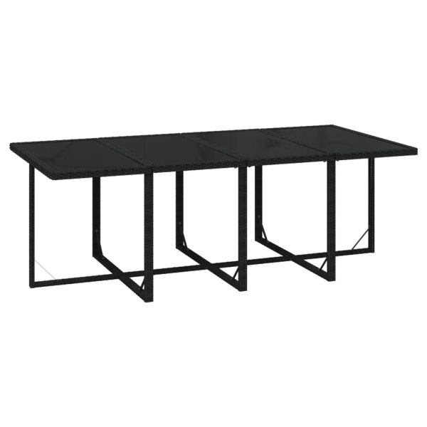 Градински трапезен комплект възглавници 9 части полиратан черен