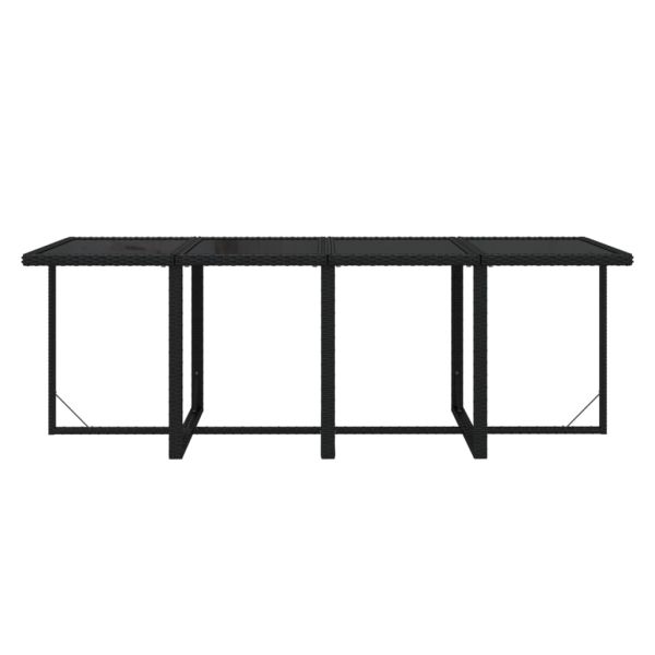 Градински трапезен комплект възглавници 9 части полиратан черен