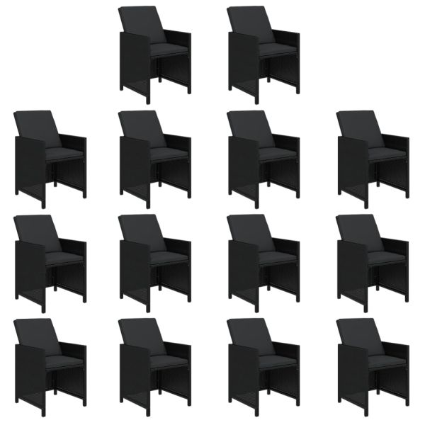 Градински комплект с възглавници 15 части полиратан черен