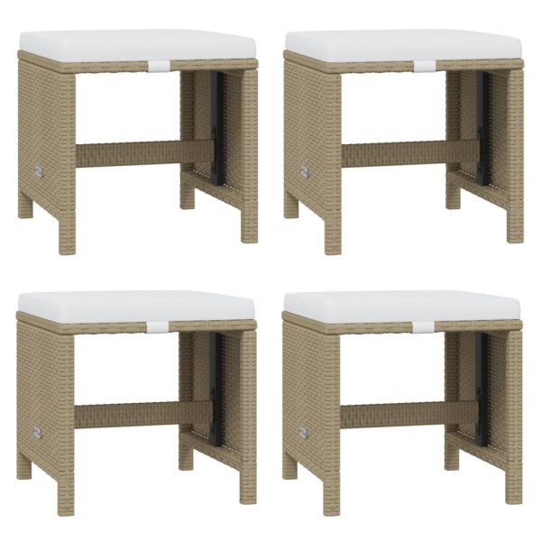 Градински комплект с възглавници, 17 части, полиратан, бежов