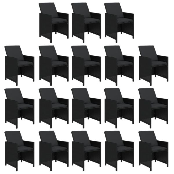 Градински комплект с възглавници 19 части полиратан черен