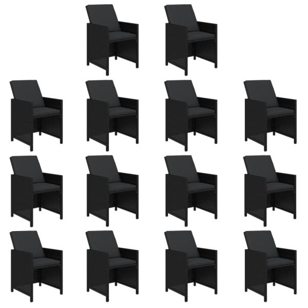 Градински комплект с възглавници 19 части полиратан черен