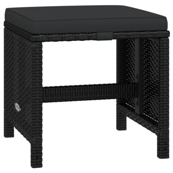 Градински комплект с възглавници 19 части полиратан черен