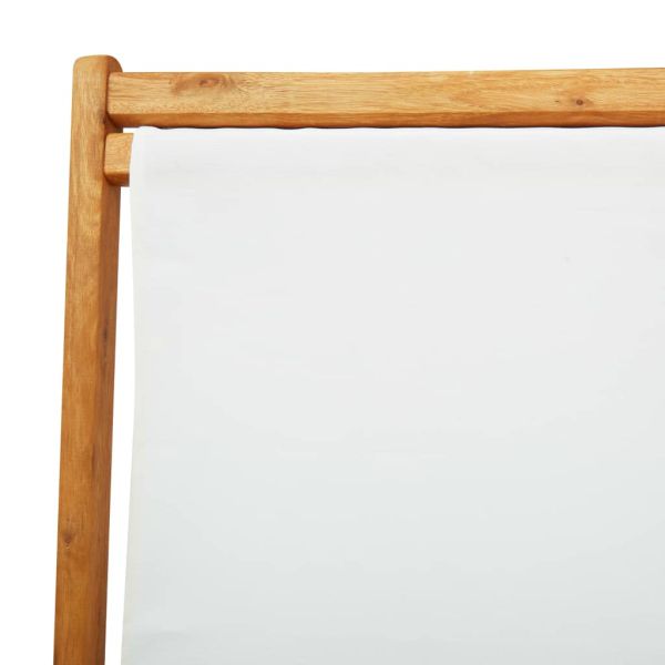 Сгъваем плажен стол, евкалиптово дърво и текстил, кремавобял