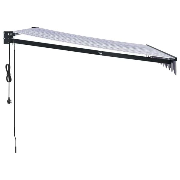 Автоматично прибираща се тента, синьо и бяло, 3,5x2,5 м