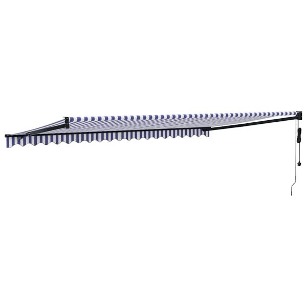 Автоматично прибираща се тента, синьо и бяло, 5x3 м