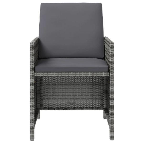 Комплект от 4 части градински стол и табуретка полиратан сив