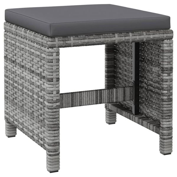 Комплект от 4 части градински стол и табуретка полиратан сив