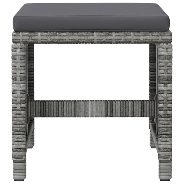 Комплект от 4 части градински стол и табуретка полиратан сив