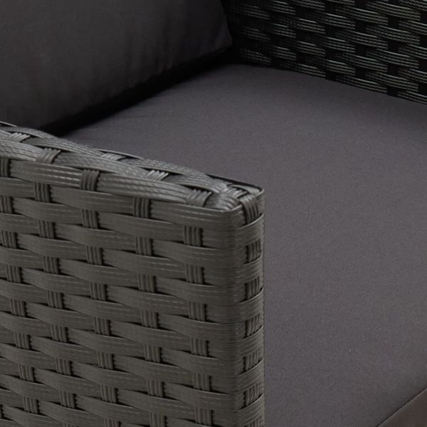 Градински столове с възглавници, 2 бр, полиратан, черни