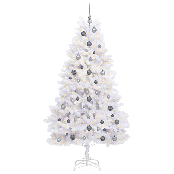 С изкуствено коледно дърво Бяло 106 x 106 x 210 см PVC и метал