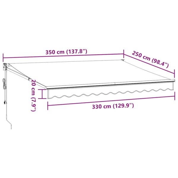 Автоматично прибираща се тента, бордо, 350x250 см