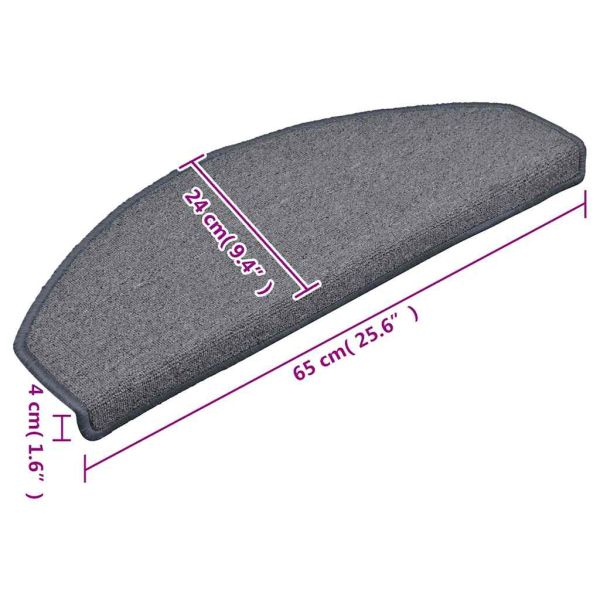 Изтривалки за стълби, 15 бр., 65x24x4 см, светло сиви и сини, полукръгли, големи