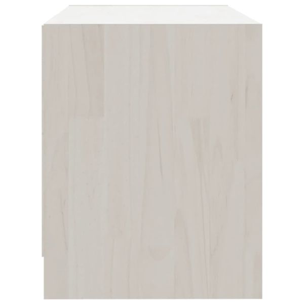 ТВ шкаф, бял, 80x31x39 см, борово дърво масив