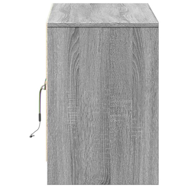 ТВ шкаф с LED, сив сонома, 100x34x50 см, инженерно дърво