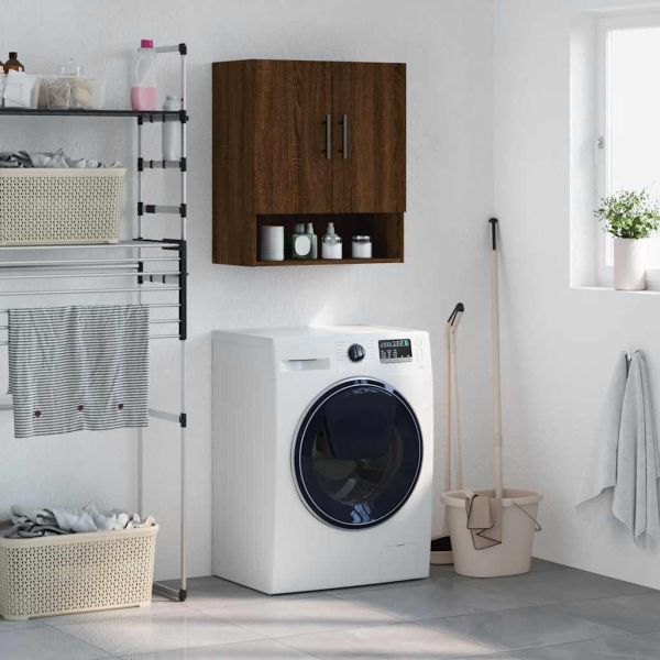 Стенен шкаф, кафяв дъб, 60x31x70 см, инженерно дърво