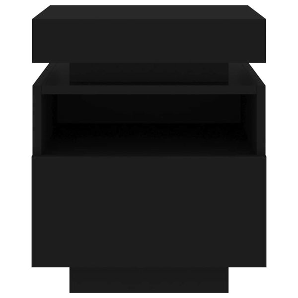 Нощно шкафче с LED осветление, черно, 40x39x48,5 см