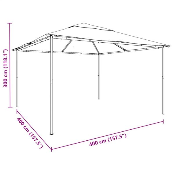 Шатра/беседка, с покрив, 4x4 м, стомана, бежова