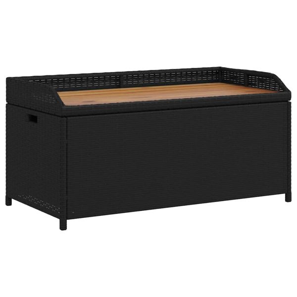 Пейка за съхранение черна 100x50x52 см полиратан и акация