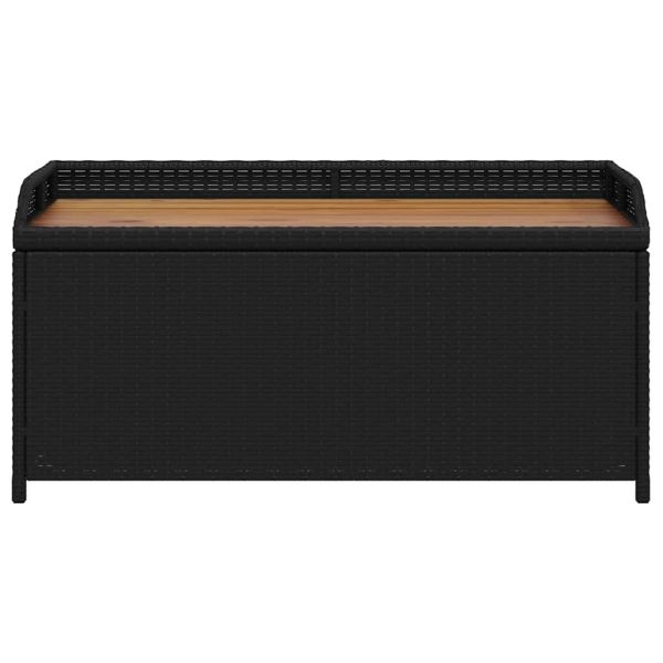 Пейка за съхранение черна 100x50x52 см полиратан и акация