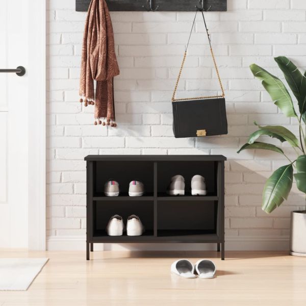 Шкаф за обувки, черен, 69x35x50 см, инженерно дърво