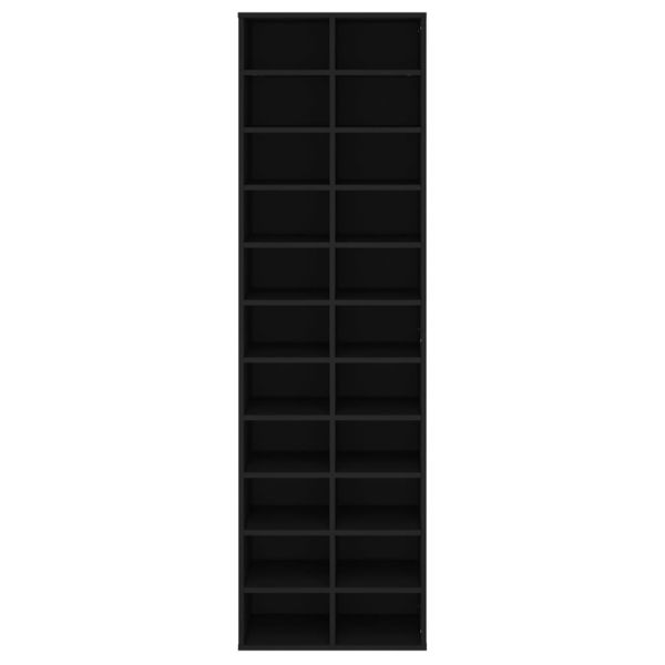 Шкаф за обувки, черен, 54x34x183 см, инженерно дърво