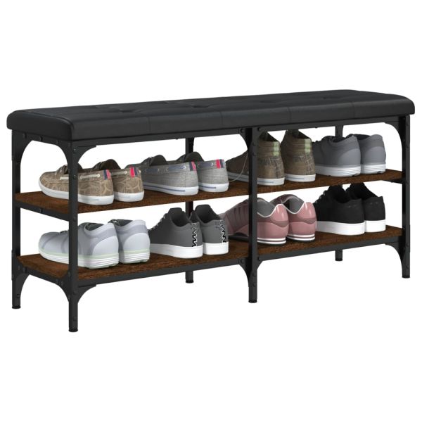 Пейка за обувки, кафяв дъб, 102x32x47 см, инженерно дърво