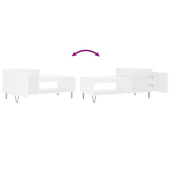 Кафе маса, бяла, 100x50x45 см, инженерно дърво