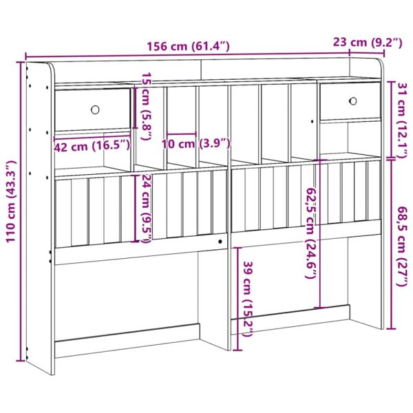 Горна табла с място за съхранение, 150 см, масивно дърво бор