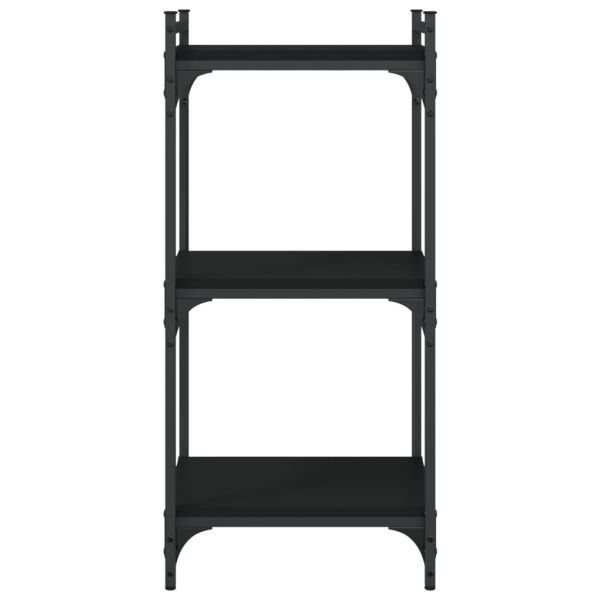 Библиотека 3 рафта черна 40x30x86 см инженерно дърво