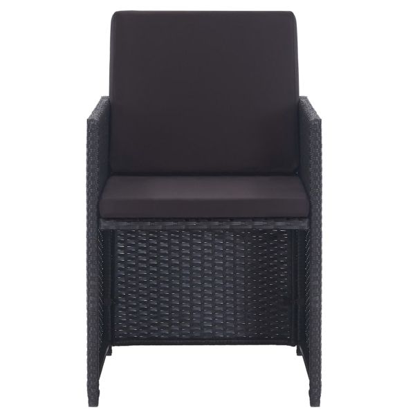 Градински комплект с възглавници, 15 части, полиратан, черен